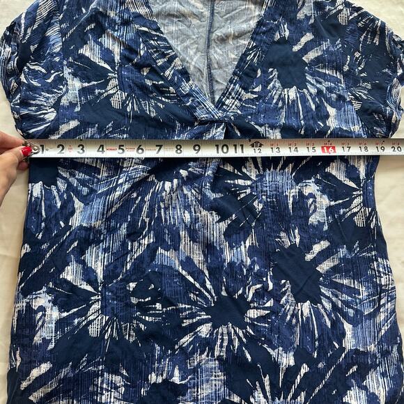 GAP Blue, Floral Print, VNeck, Pocketed, Cuffed Short Sleeve, Shirt Dress- S - Picture 9 of 10